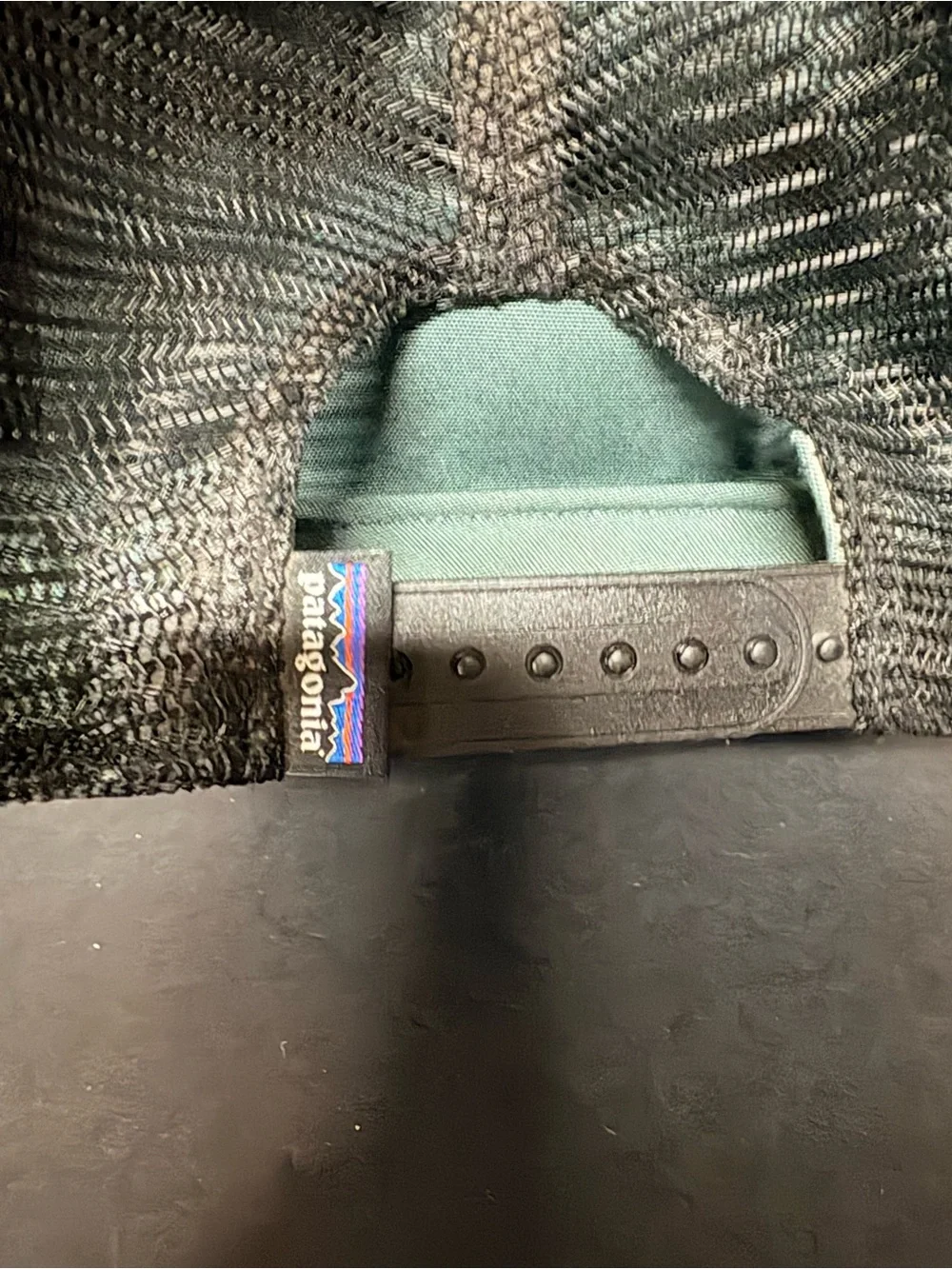 Patagonia Men’s Teal  & Black Trucker Hat with Yellow Accent